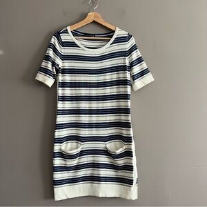 Rag & Bone Knit Shirt Dress Short Sleeve Round Neck Pockets Casual Striped Sz M